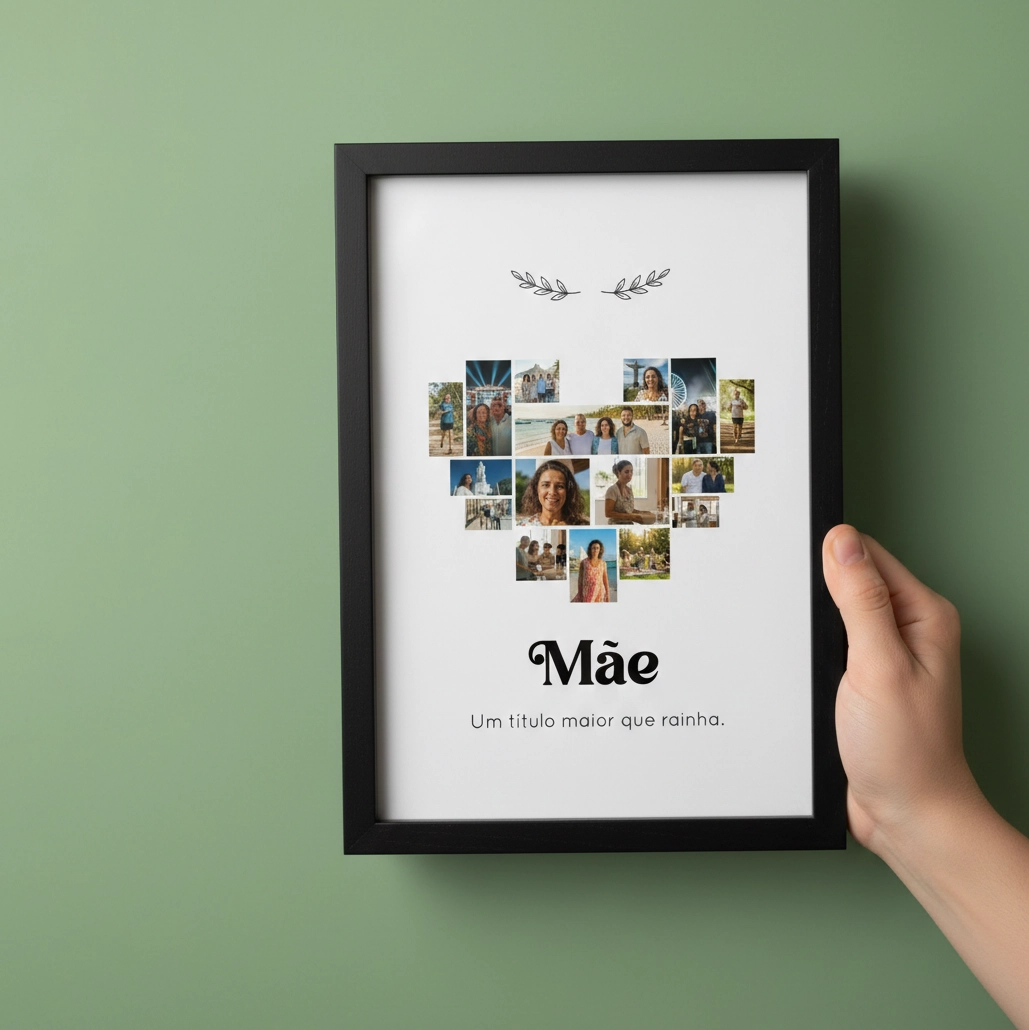 Quadro Mosaico Coração Cariri Estampa – A Nossa História em Cada Detalhe